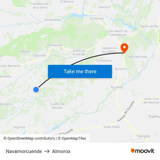 Navamorcuende to Almorox map
