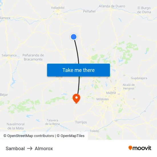 Samboal to Almorox map