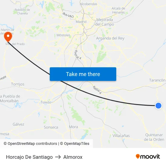 Horcajo De Santiago to Almorox map