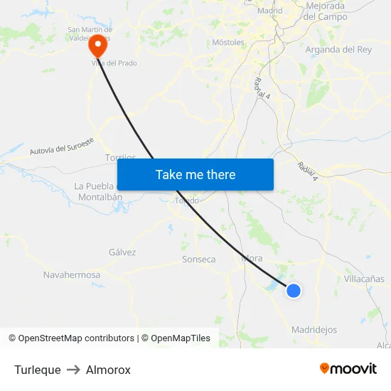 Turleque to Almorox map