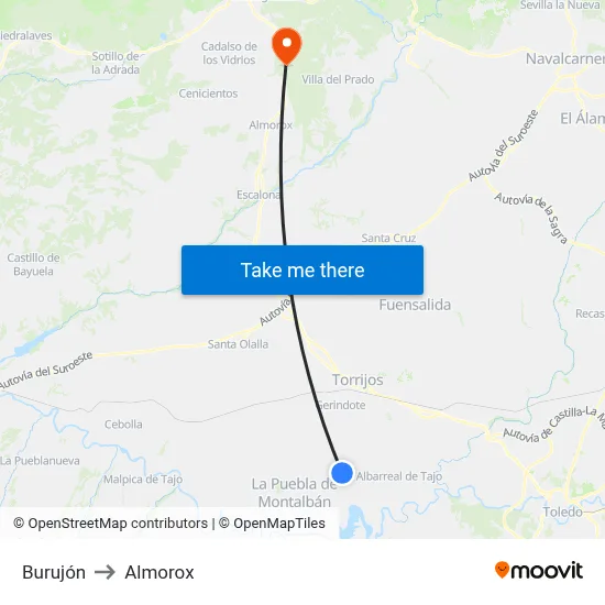 Burujón to Almorox map