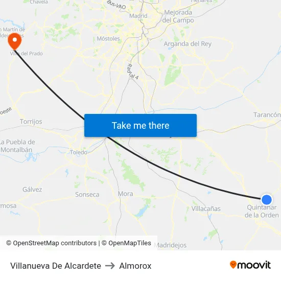 Villanueva De Alcardete to Almorox map