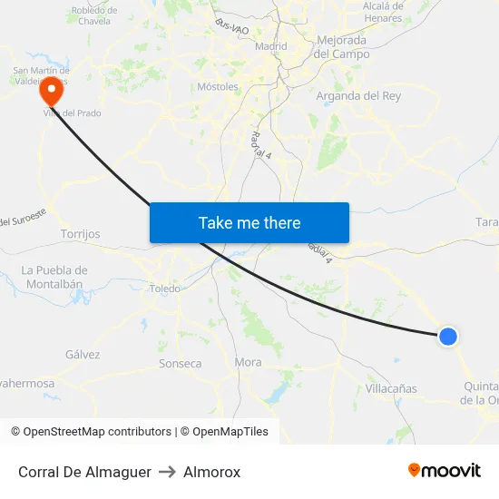 Corral De Almaguer to Almorox map
