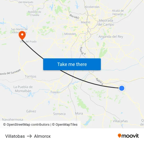 Villatobas to Almorox map