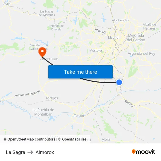 La Sagra to Almorox map