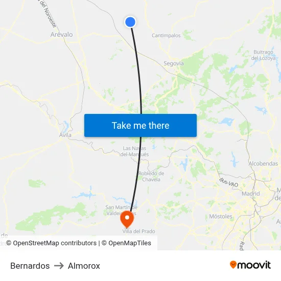Bernardos to Almorox map