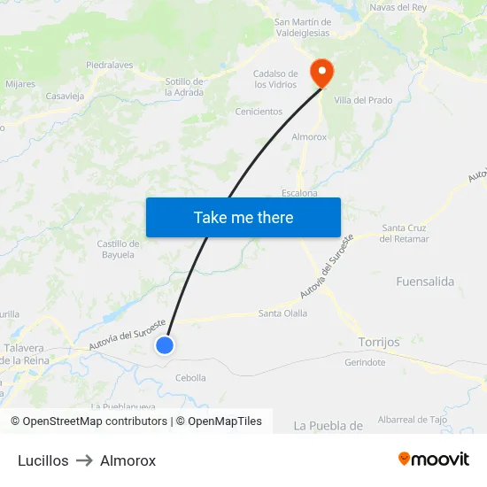 Lucillos to Almorox map