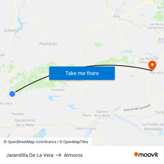Jarandilla De La Vera to Almorox map