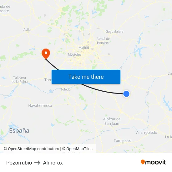 Pozorrubio to Almorox map