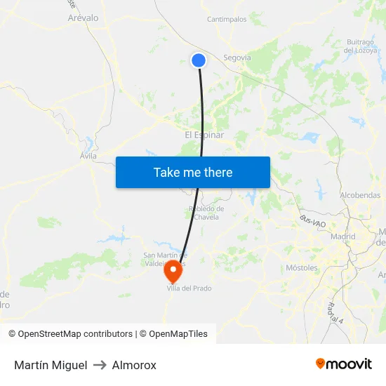 Martín Miguel to Almorox map
