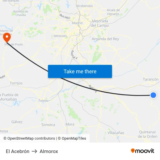 El Acebrón to Almorox map