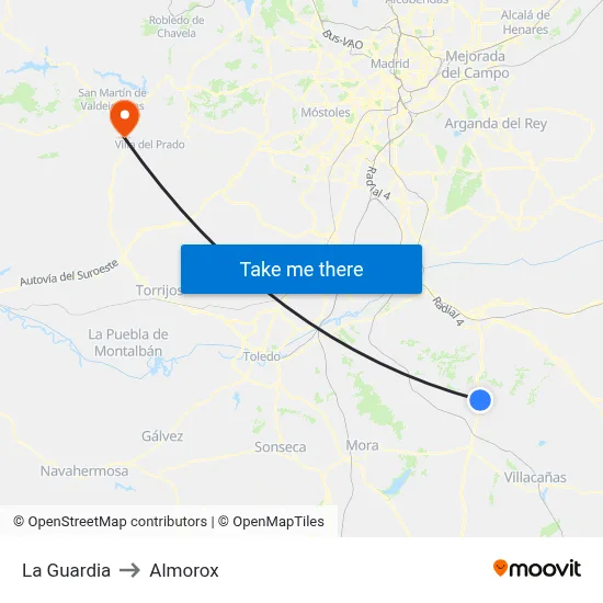 La Guardia to Almorox map