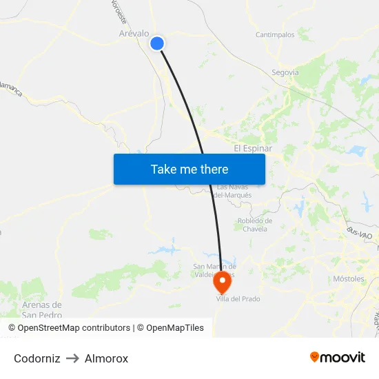 Codorniz to Almorox map