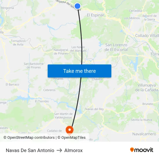 Navas De San Antonio to Almorox map