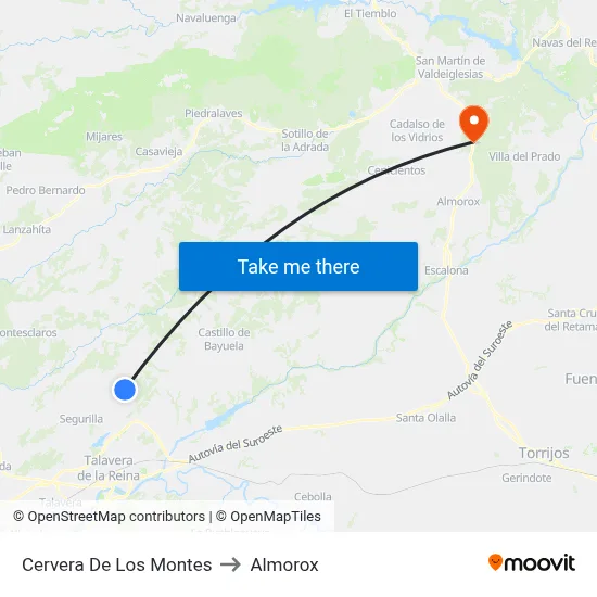 Cervera De Los Montes to Almorox map
