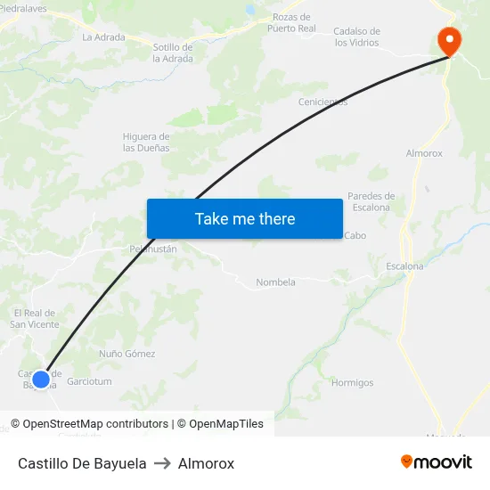 Castillo De Bayuela to Almorox map