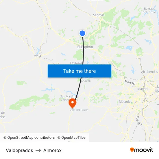 Valdeprados to Almorox map