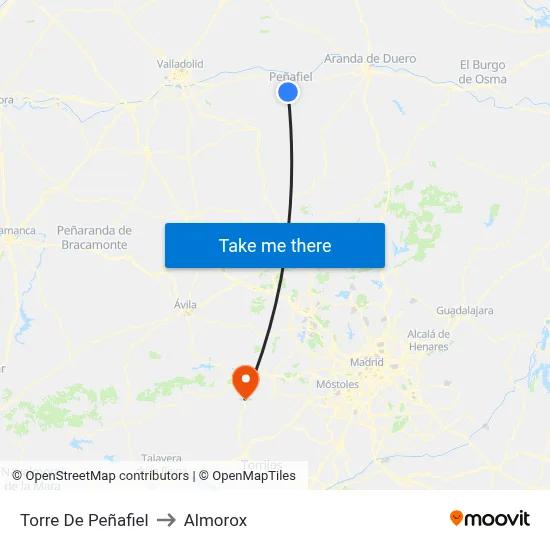 Torre De Peñafiel to Almorox map