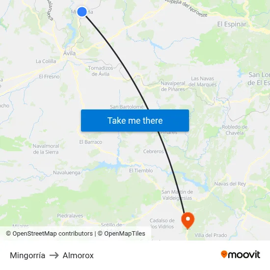 Mingorría to Almorox map