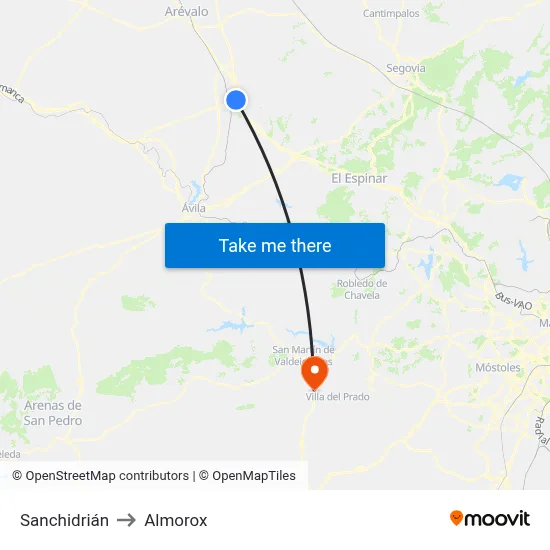 Sanchidrián to Almorox map