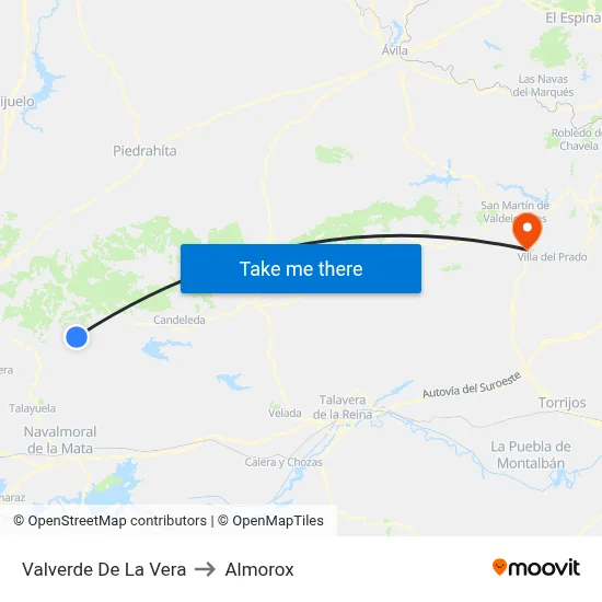Valverde De La Vera to Almorox map
