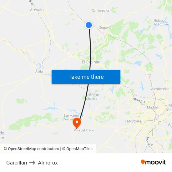 Garcillán to Almorox map
