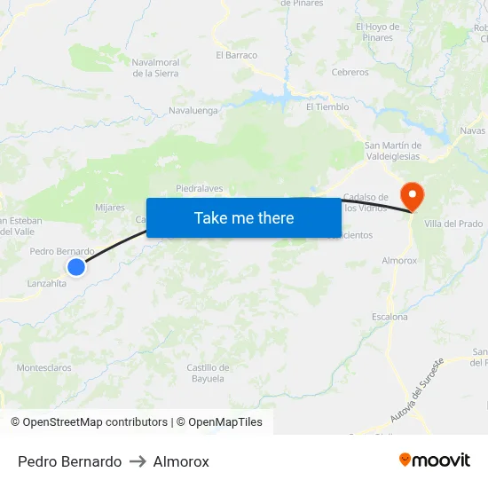 Pedro Bernardo to Almorox map