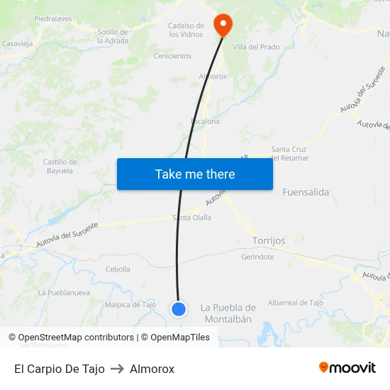 El Carpio De Tajo to Almorox map