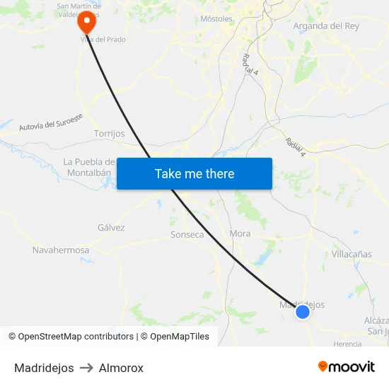 Madridejos to Almorox map