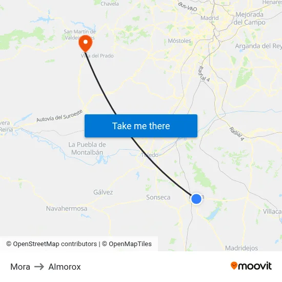 Mora to Almorox map