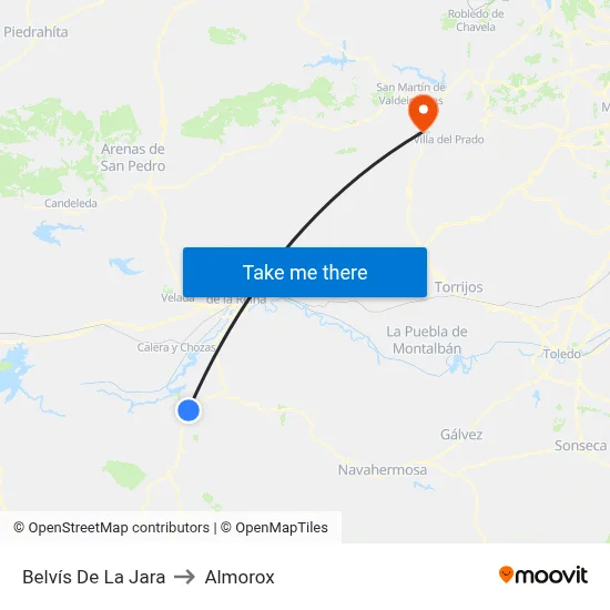 Belvís De La Jara to Almorox map