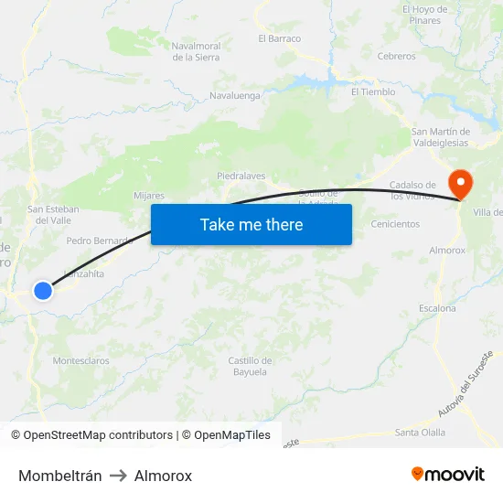 Mombeltrán to Almorox map