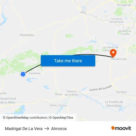 Madrigal De La Vera to Almorox map