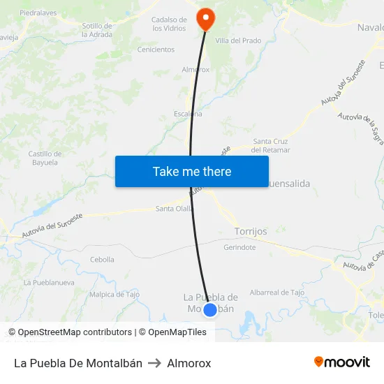 La Puebla De Montalbán to Almorox map