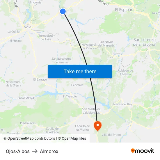Ojos-Albos to Almorox map