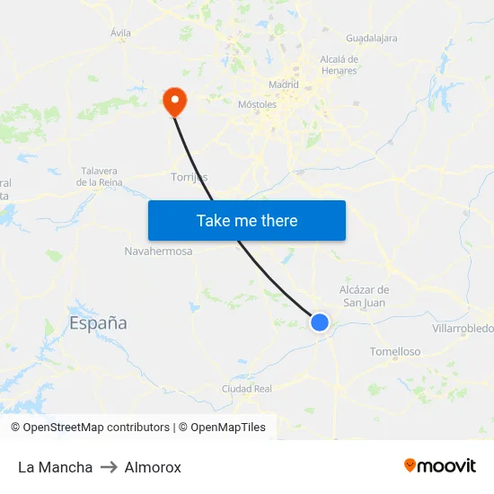 La Mancha to Almorox map