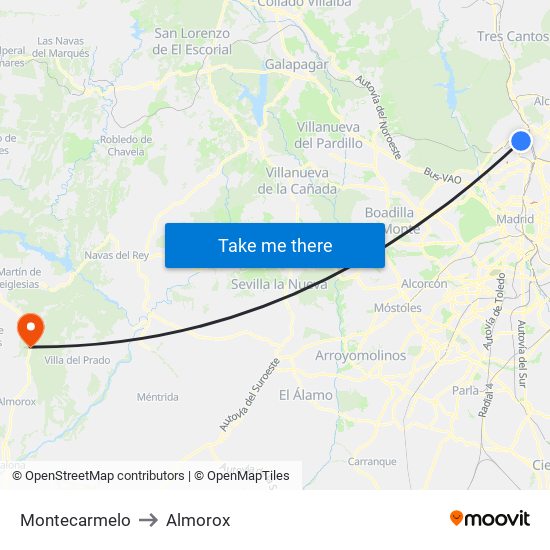 Montecarmelo to Almorox map