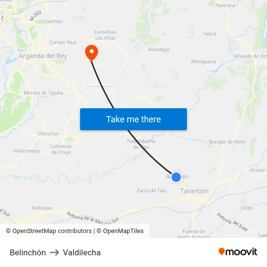 Belinchón to Valdilecha map