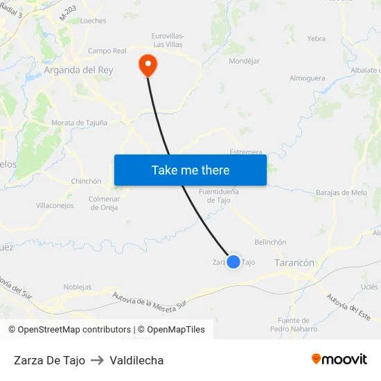 Zarza De Tajo to Valdilecha map
