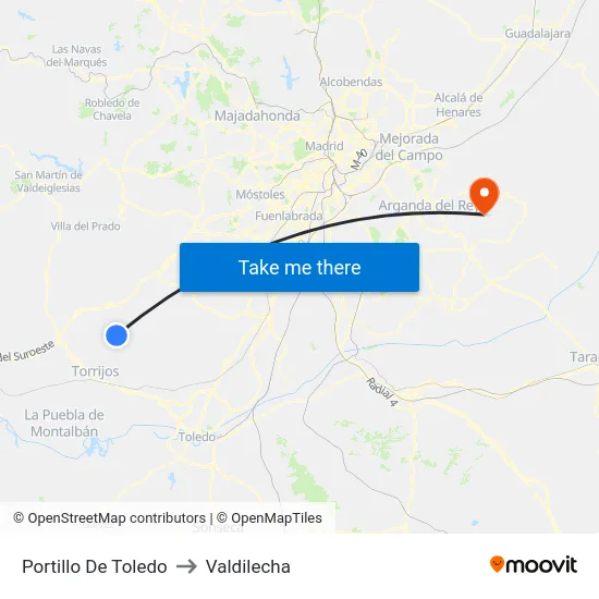 Portillo De Toledo to Valdilecha map