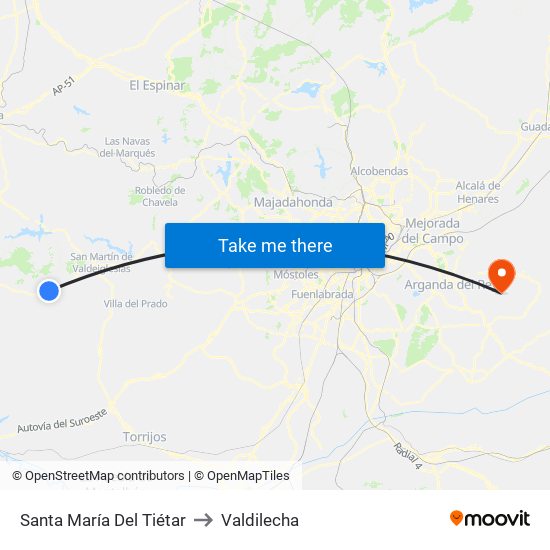 Santa María Del Tiétar to Valdilecha map