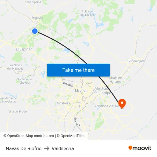Navas De Riofrío to Valdilecha map