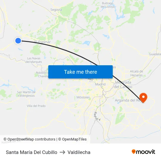 Santa María Del Cubillo to Valdilecha map