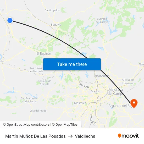 Martín Muñoz De Las Posadas to Valdilecha map