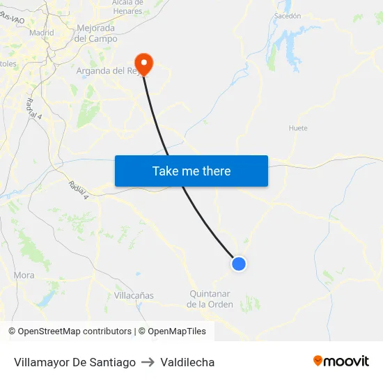 Villamayor De Santiago to Valdilecha map