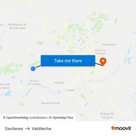Gavilanes to Valdilecha map