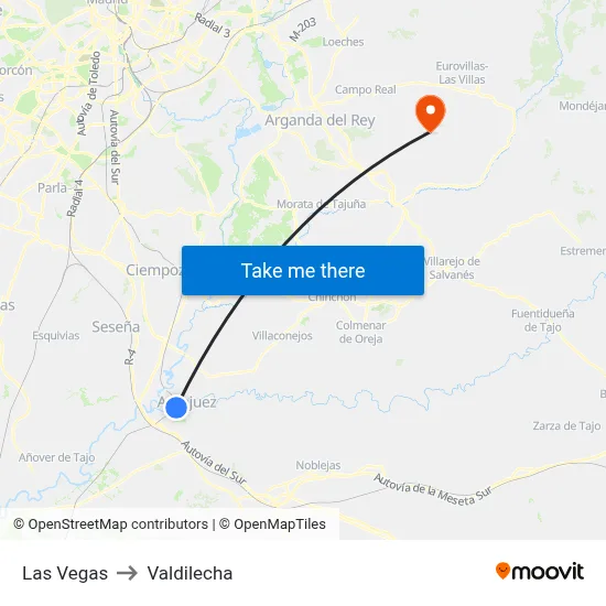 Las Vegas to Valdilecha map