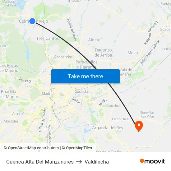 Cuenca Alta Del Manzanares to Valdilecha map