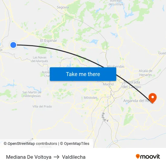 Mediana De Voltoya to Valdilecha map