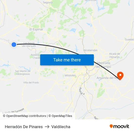 Herradón De Pinares to Valdilecha map